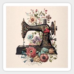 Vintage Sewing Machine with Flowers - No.2 Magnet